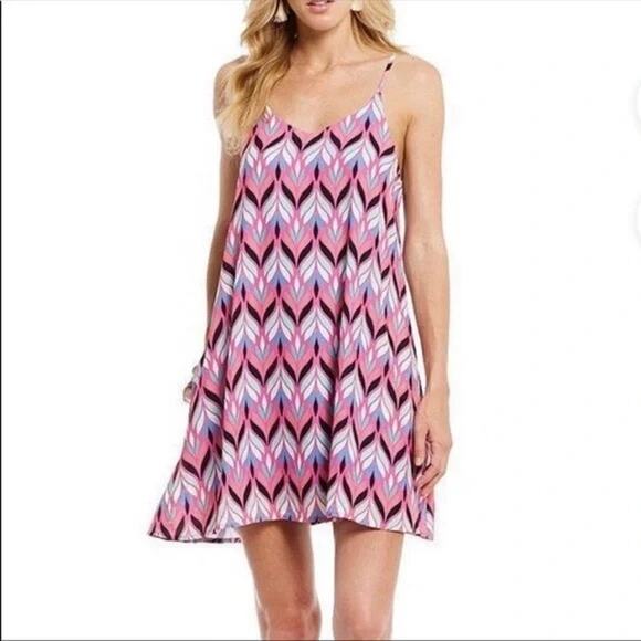 Jadelynn Brooke | Colorful Pink Print Cami Mini Swing Trapeze Dress - Picture 1 of 5
